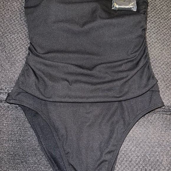 Women Tummy Control One Piece Swimsuits Strapless Bandeau Bathing Suits Slimming - Picture 4 of 4